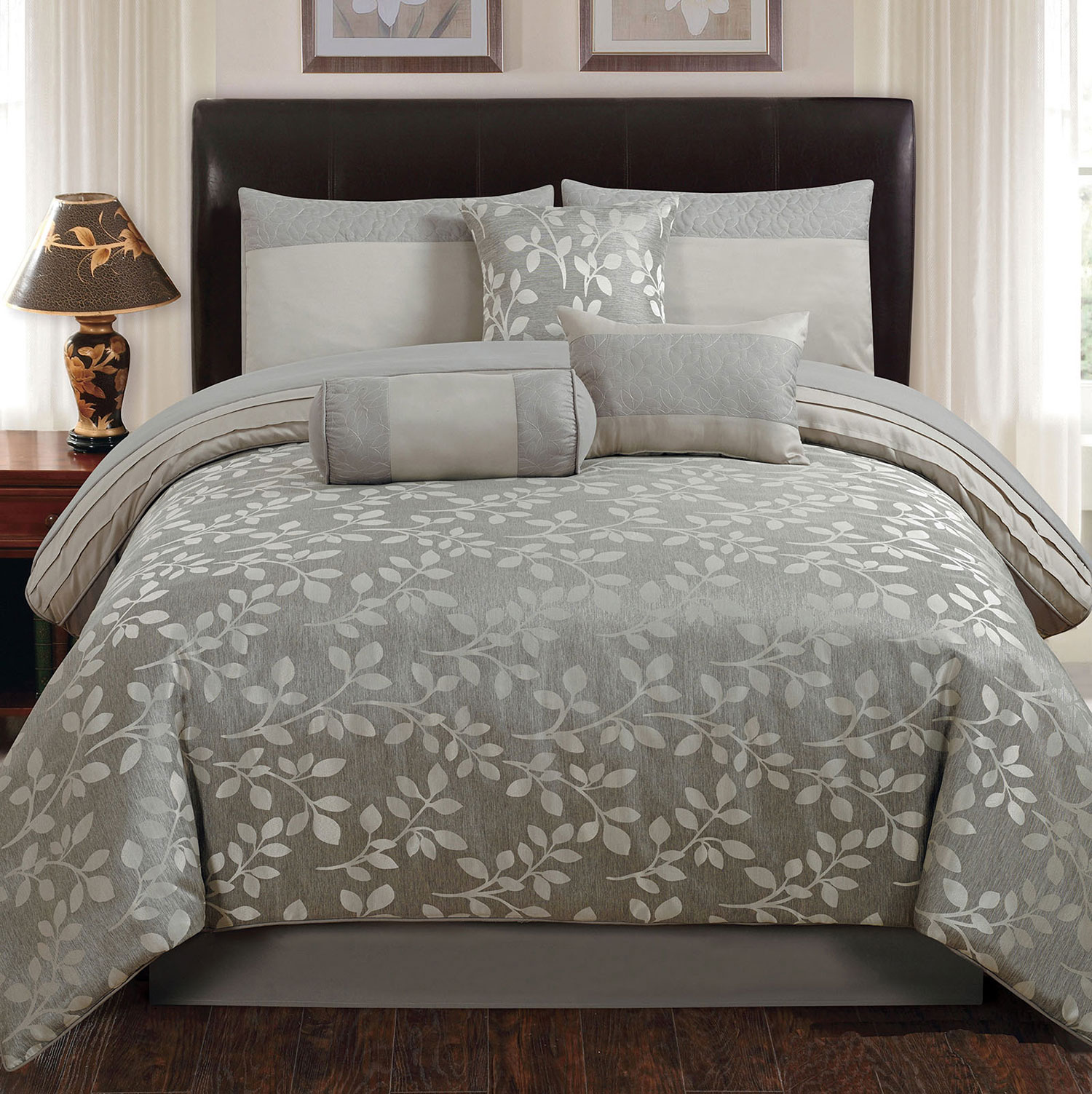 comforter queen hallmart grey platinum sets leaves selvy collectibles bedding bed piece bedroom silver pattern afw beddingsuperstore bedbathandbeyond beyond bath