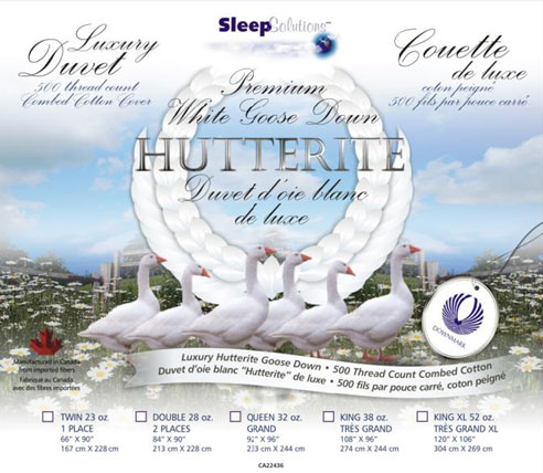 hutterite goose down duvet