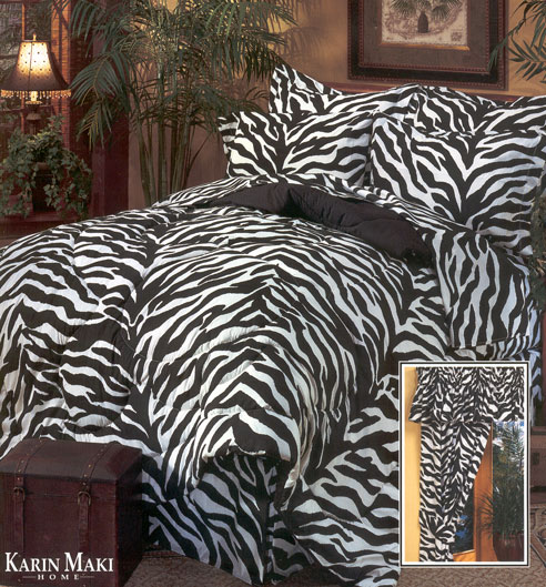 This fun black and white Zebra print bedding evokes images of an African 