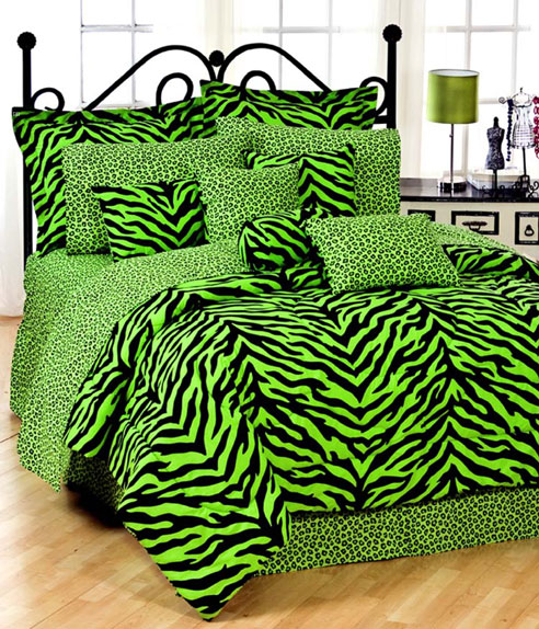 All bedding components are zebra print. Available as complete bedding sets 