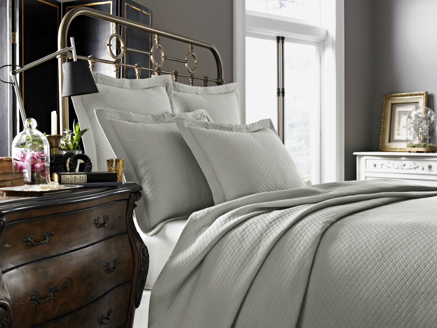 Diamante Flax Coverlet by Kassatex Fine Linens