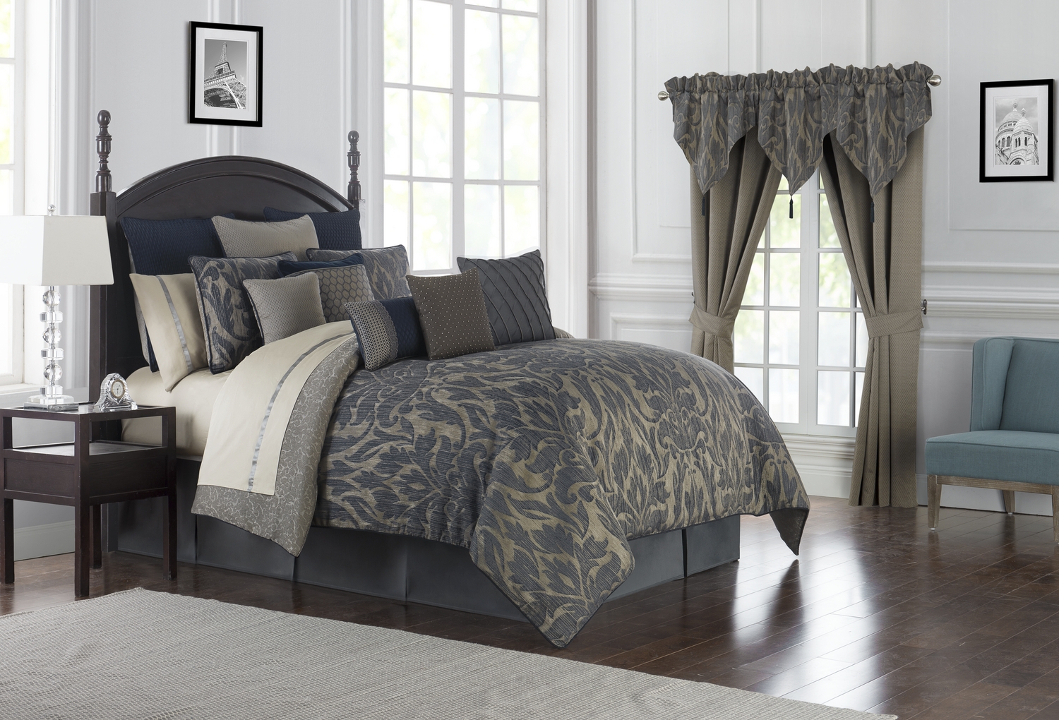 Gabion Indigo/Taupe by Waterford Luxury Bedding