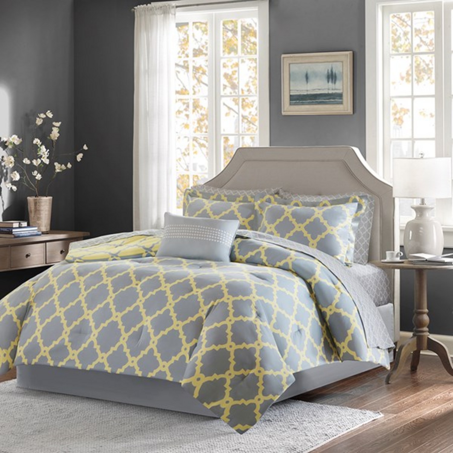 yellow comforter grey cotton twin sheet merritt reverse fiber micro complete bed madison park beddingsuperstore gray category