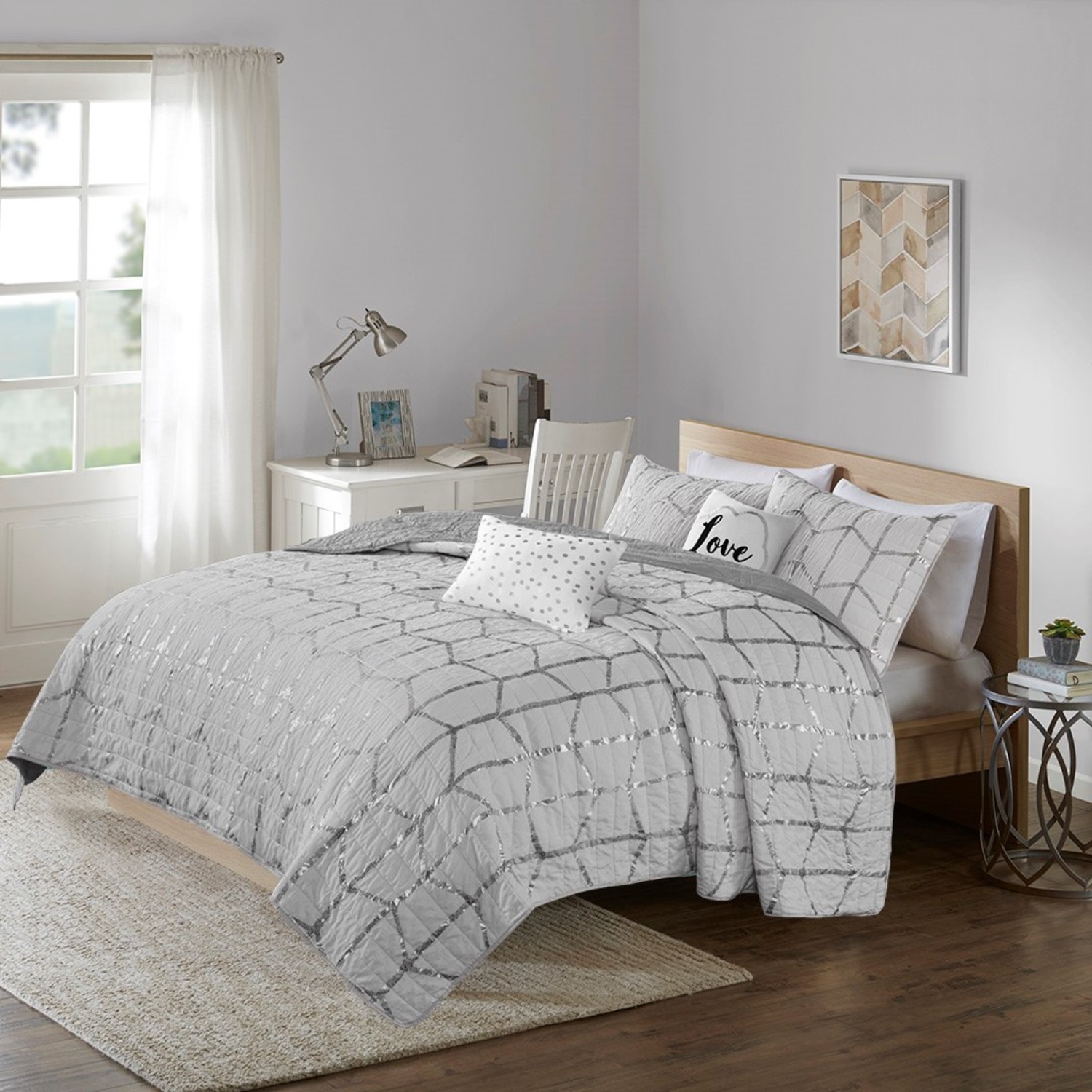 Raina Silver Coverlet By Intelligent Design