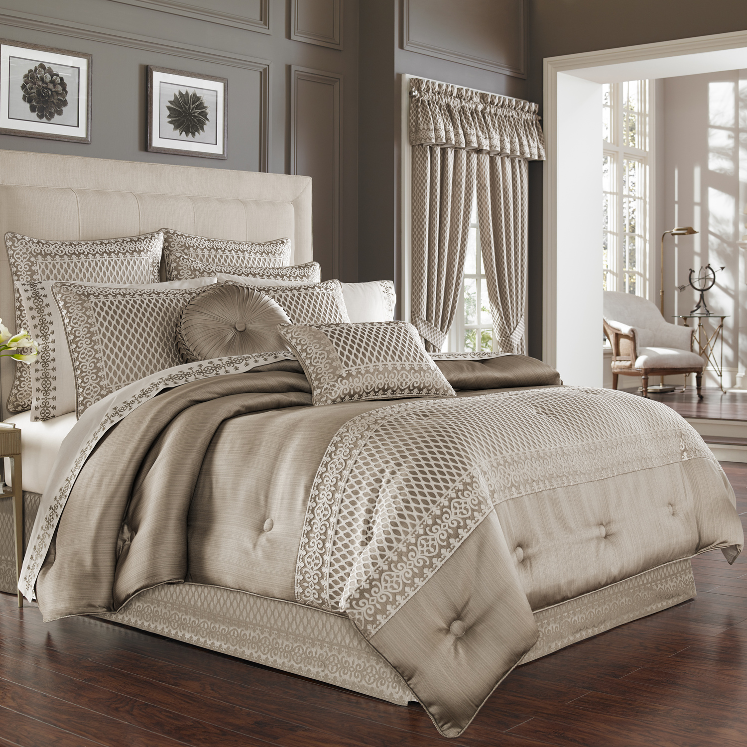 Beaumont Champagne By Five Queens Court, Champagne Bedding King