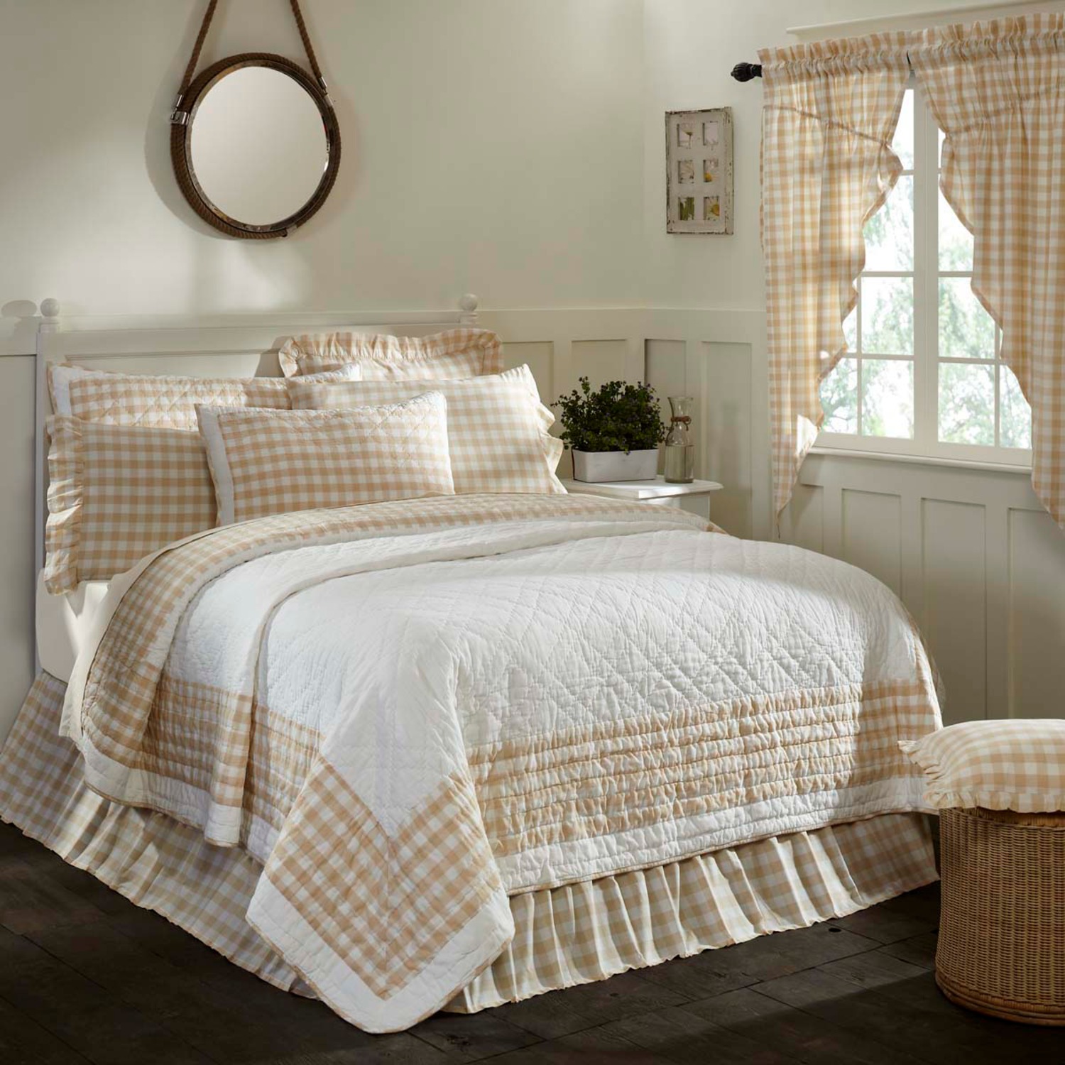 Annie Buffalo Check Tan by VHC Brands Quilts