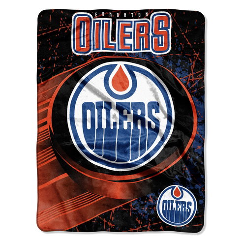 Edmonton Oilers Ice Dash Raschel Throw - BeddingSuperStore.com