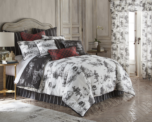 Toile Back In Black By Colcha Linens, Black And White Toile Twin Bedding